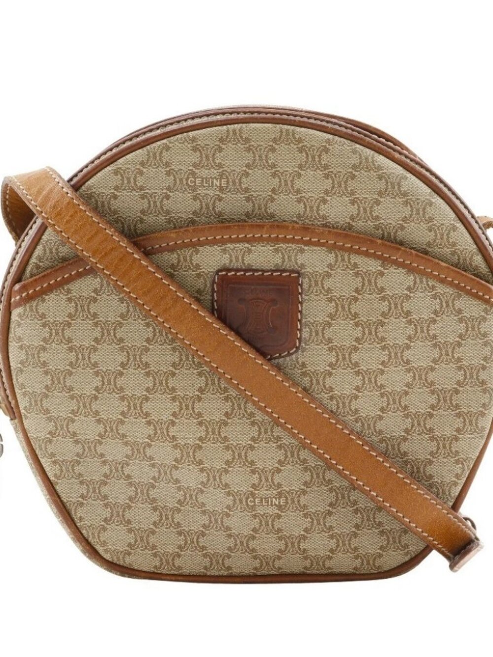 CELINE Old Celine Shoulder Bag Macadam vintage beige PVC Women
